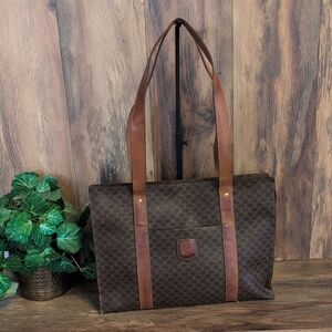Celine MC98 1 Vintage Macadam Leather Canvas Monogram Authentic Tote Bag